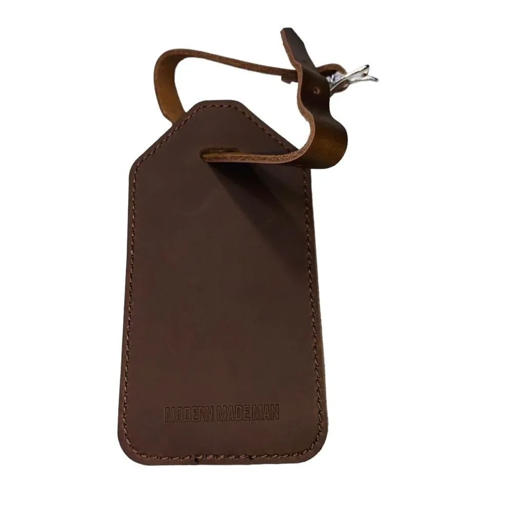 NWT Modern Made Man Brown Leather Luggage Tag